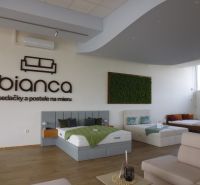Commercial spaces with beds, sofas, and wooden decor on the floor, focusing on interior design.