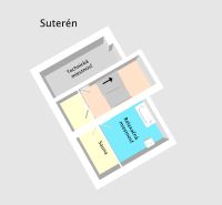 Basement of the family house: utility room, sauna, and relaxation room with a bathtub.