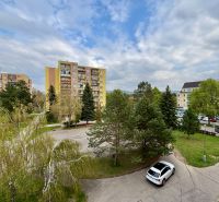 A view of a housing estate full of greenery and the rooftops of buildings on Valová Street in Piešťany.