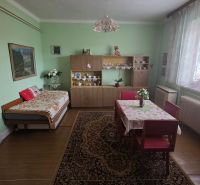 Living room in a family house with a wooden decor floor and a decorative carpet.