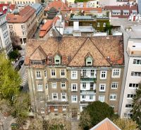 Roofs and facades of buildings on Gajova Street in Bratislava - Old Town.