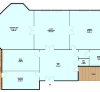 Floor plan of a 4-room apartment with a kitchen, living room, bedroom, and balcony.