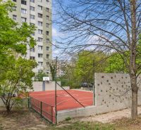 Sports facility with a basketball court and climbing wall on Štefana Králika, Bratislava - Devínska Nová Ves.