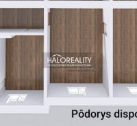 Floor plan of offices with wood decor flooring and room layout.