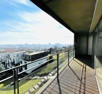 The balcony of the 4-room apartment on Zlatá Noha offers a view of Bratislava - Nové Mesto.