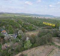 Aerial view of the green landscape and land in the gardens of the village Častá.