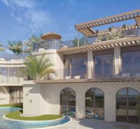 Luxury villa in Nungwi with a pool and terrace surrounded by palm trees.
