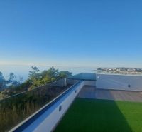 Sea view from the terrace of a holiday apartment in Privlaka, Privlaka, with a wooden decor floor.