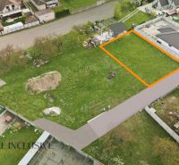 Aerial view of residential building plots in Rohovce, with a bounded parcel.