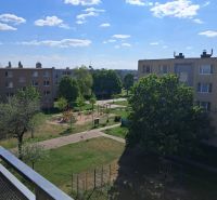 View of the playground and greenery from a 2-room apartment on Považská Street in Senec.