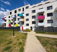 Apartment building with colorful balconies on Hornostavska Street in Nitra.