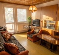 Living room in a 3-room apartment with a wooden decor floor and retro furniture.