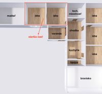The floor plan of the family house in Horná Súča shows the rooms and the utility room.