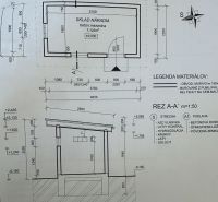 Floor plan and section of the tool shed with dimensions and materials, Gardens.