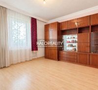 Living room with wood-patterned flooring, a cabinet, and large windows in a family house.