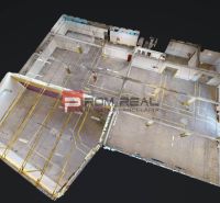 3D visualization of interior spaces for warehouses and halls with room layout.
