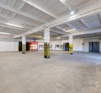 Interior of warehouses and halls with concrete floors and prominent columns for industrial use.