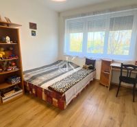 Children's room in a family house with a wooden decor floor, bed, and toys.