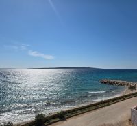 View of the coast in Mandre with the sea and clear sky.