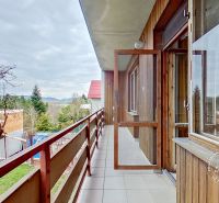 A balcony on a family house with a view of the surrounding nature on 17. novembra Street in Stará Ľubovňa.
