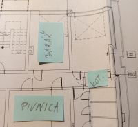 Floor plan with labeled rooms: garage, basement, boiler room in a 3-room apartment.