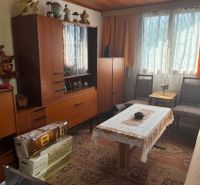 Living room in a cottage with rustic furniture, carpet, and wooden decor flooring.