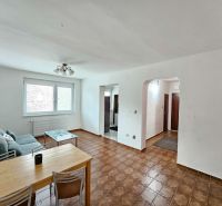 Living room with ceramic flooring and a sofa in a three-room apartment.