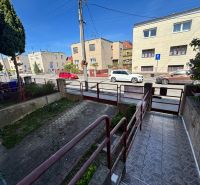 The garden of a family house on Hurbanova Street in Trenčín with an access path.