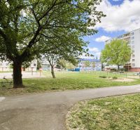 Housing estate with a playground and greenery on M.R. Štefánika Street, suitable for a 3-room apartment in Trebišov.