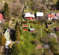 Aerial view of cottages and gardens on Kavečianska Road, Košice - Sever district.