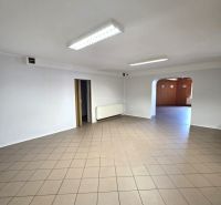 Spacious gastro premises with tiles and white walls, suitable for business.