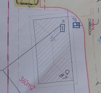 Building plot plan for housing in Malá Mača with parking spaces.