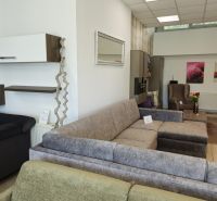 Commercial spaces with sofas, couches, and decorative elements, recessed lighting.