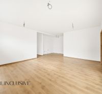 A spacious room in a family house with a wooden decor floor and large windows.
