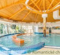 Indoor pool with a wooden ceiling in the area for plots - housing.