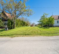 A garden on Nová Street in Viničné surrounded by trees and family houses. Plots - housing.