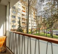 The balcony of a 4-room apartment on Štúrova in Poprad with a view of the park and parking lot.