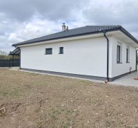 A family house in Selice with a garden and a concrete fence in cloudy weather.