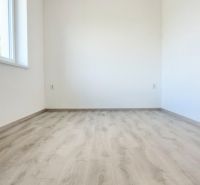 An empty room with a wooden decor floor in a family house.