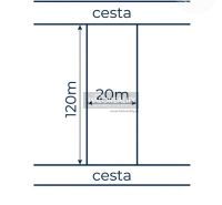 Plot of land in Trenčianske Mitice, rectangle 20x120 m, adjacent to the road.