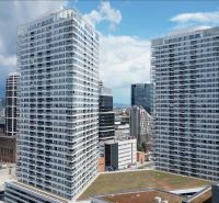 High-rise buildings on Landererova Street in Bratislava - Staré Mesto offer modern living.