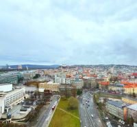 Panoramic view of Bratislava from the Old Town district with transportation roads.