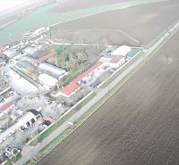 Aerial view of the industrial area in Senec near the northern part of Slnečné jazerá.