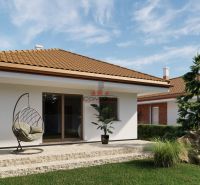 A family house in Veselé with a terrace, a comfortable armchair, and a beautiful garden.