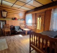 The interior of a cabin with a wooden decor floor and a brick fireplace, cozy atmosphere.