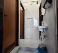 Sink, soap dispenser, and doors in the interior of gastro premises.