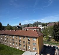 View of Lipová Street in Handlová with a residential building near a 1-room apartment.