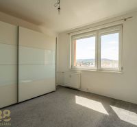 A room in a 4-room apartment with a wardrobe, carpet, and a window with a view.