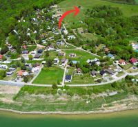 Aerial view of the cottage area near the water reservoir in Nova Kelc.