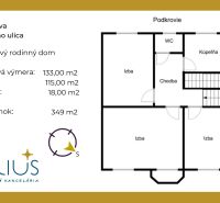 Attic floor plan of a 5-bedroom family house on Hollého Street in Stupava.